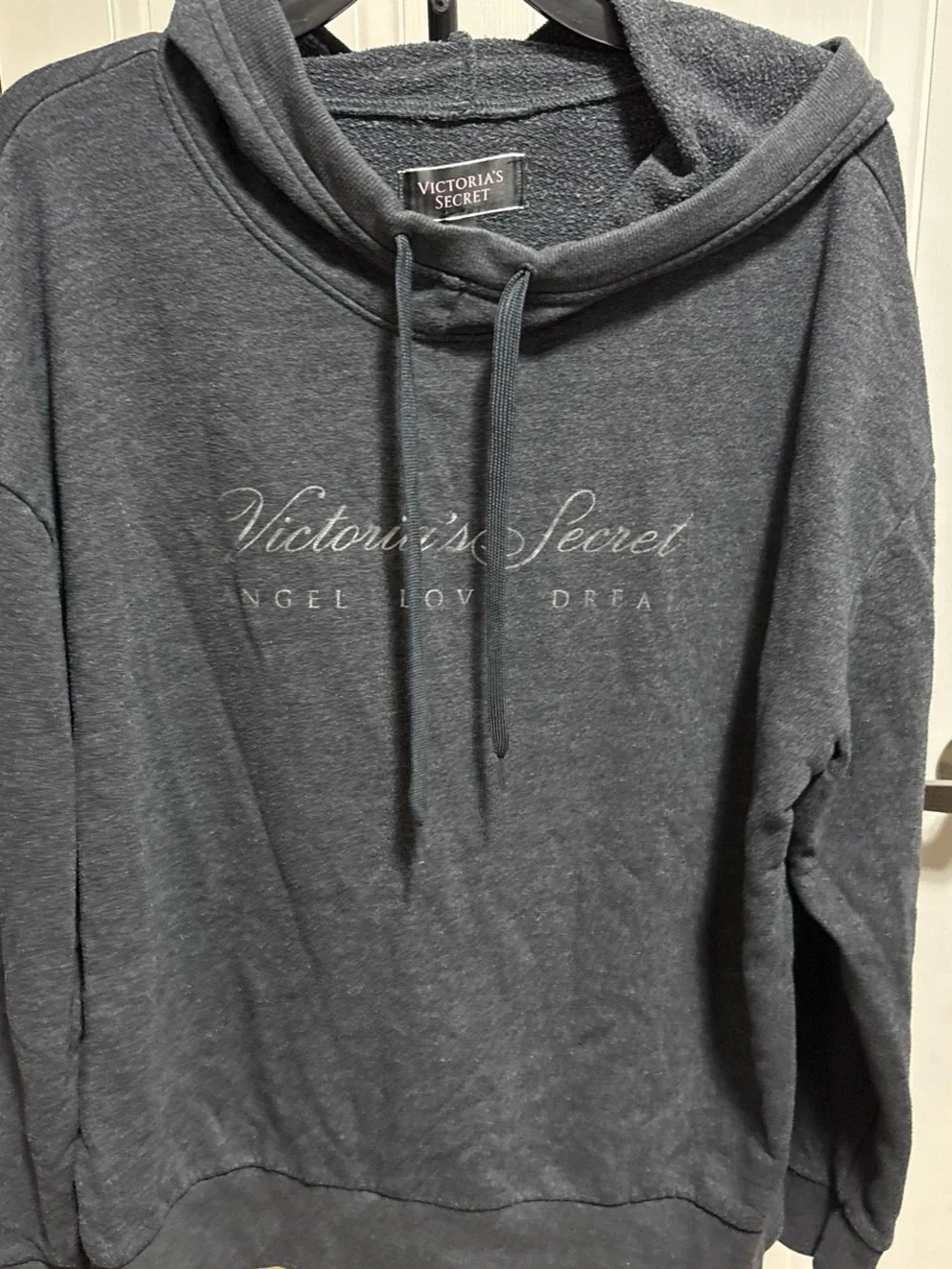 Victoria's Secret Charcoal Gray Pullover Hoodie with Logo Tag